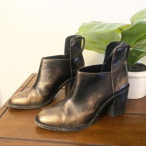 & Other Stories Unique Gold Brushed Genuine Leather Ankle Boots